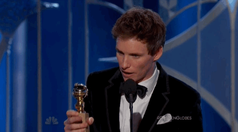 Eddie Redmayne Golden Globes award gif