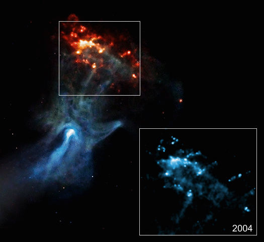 Cosmic hand hitting a wall nebula